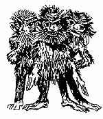 The logo of the Wildm&auml;ndli Guggenmusik, depicting the Wild Mountain People of Liechtenstein