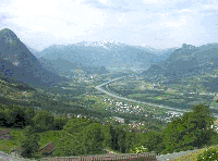 The Rhine valley in Liechtenstein, looking north