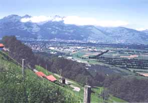 View towards Switzerland and Schaan from Planken